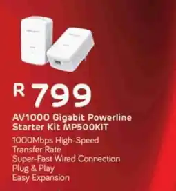Computer Mania AV1000 Gigabit Powerline Starter Kit MP500KIT offer