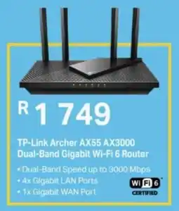 Computer Mania TP-Link Archer AX55 AX3000 Dual-Band Gigabit Wi-Fi 6 Router offer