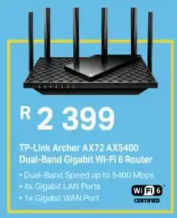 Computer Mania TP-Link Archer AX72 AX5400 Dual-Band Gigabit Wi-Fi 6 Router offer