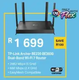 Computer Mania TP-Link Archer BE220 BE3600 Dual-Band Wi-Fi 7 Router offer
