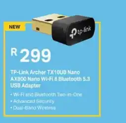 Computer Mania TP-Link Archer TX10UB Nano AX900 Nano Wi-Fi 6 Bluetooth 5.3 USB Adapter offer