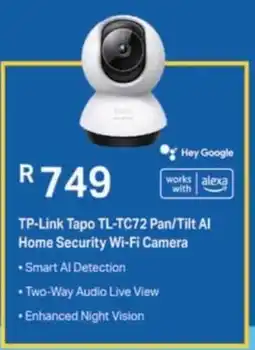 Computer Mania TP-Link Tapo TL-TC72 Pan/Tilt AI Home Security Wi-Fi Camera offer