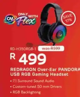 Computer Mania REDRAGON Over-Ear PANDORA USB RGB Gaming Headset offer