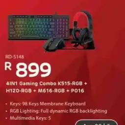 Computer Mania 4IN1 Gaming Combo K515-RGB + H120-RGB + M616-RGB + P016 offer
