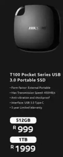 Computer Mania HIKSMI T100 Pocket Series USB 3.0 Portable SSD offer