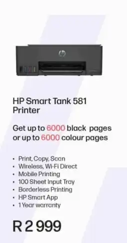 Computer Mania HP Smart Tank 581 Printer offer