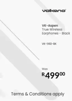 Computer Mania Volkano VK-Aspen True Wireless Earphones - Black offer