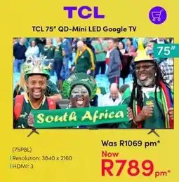Teljoy TCL 75" QD-Mini LED Google TV offer