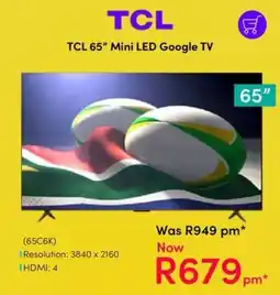 Teljoy TCL 65" Mini LED Google TV offer