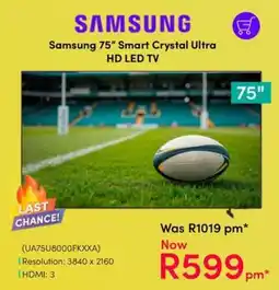 Teljoy Samsung 75" Smart Crystal Ultra HD LED TV offer
