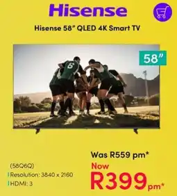 Teljoy Hisense 58" QLED 4K Smart TV offer