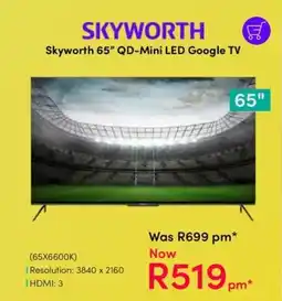 Teljoy Skyworth 65" QD-Mini LED Google TV offer