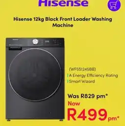 Teljoy Hisense 12kg Black Front Loader Washing Machine offer