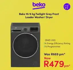 Teljoy Beko 10/6 kg Twilight Grey Front Loader Washer/ Dryer offer