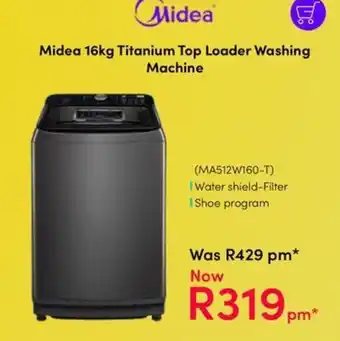 Midea 16kg Titanium Top Loader Washing Machine