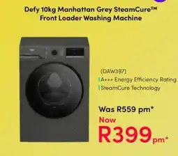Teljoy Defy 10kg Manhattan Grey SteamCureTM Front Loader Washing Machine offer