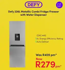 Teljoy Defy 226L Metallic Combi Fridge/Freezer with Water Dispenser offer