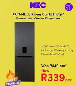 Teljoy KIC 344L Dark Grey Combi Fridge/Freezer with Water Dispenser offer