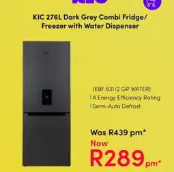 Teljoy KIC 276L Dark Grey Combi Fridge/Freezer with Water Dispenser offer