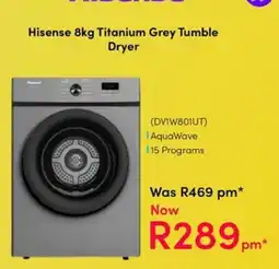Teljoy Hisense 8kg Titanium Grey Tumble Dryer offer