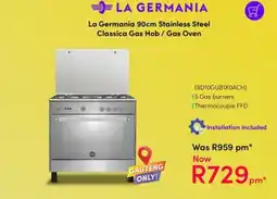 Teljoy La Germania 90cm Stainless Steel Classica Gas Hob / Gas Oven offer