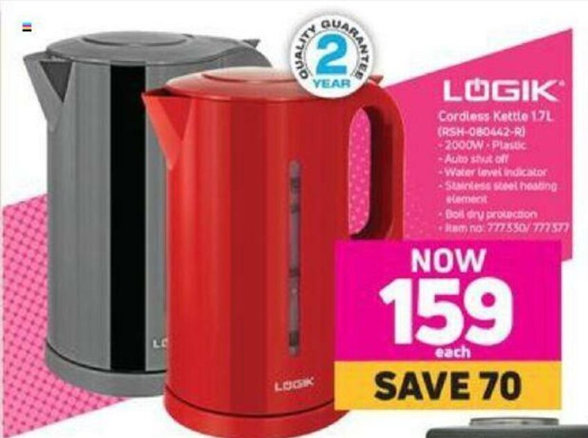 Logik Cordless Kettle 1.7L offer at MTN