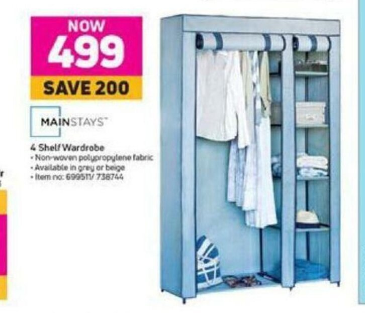 Mainstays 4 Shelf Wardrobe offer at MTN