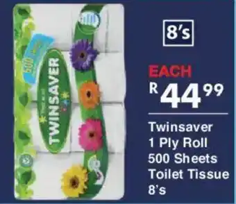 Twinsaver 1 Ply Roll Toilet Tissue