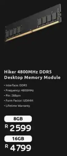 Computer Mania Hiksemi Hiker 4800MHz DDR5 Desktop Memory Module offer