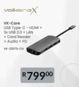 Computer Mania VolkanoX VK-Core USB Type-C-HDMI + 3x USB 3.0 + LAN + Card Reader + Audio + PD offer