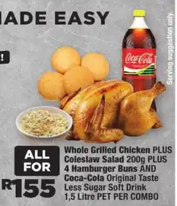 OK Foods Whole Grilled Chicken plus Coleslaw Salad plus Hamburger Buns and Coca-Cola Original Taste Less Sugar Soft Drink offer
