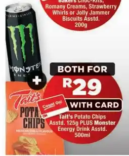 OK Foods Tait's Potato Chips Monster Energy Drink offer