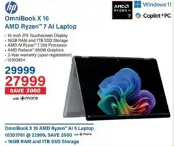Incredible Connection OmniBook X 16 AMD Ryzen 7 AI Laptop offer