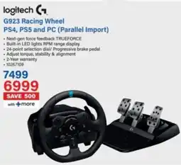 Incredible Connection Logitech G923 Racing Wheel PS4, PS5 and PC offer