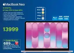 Incredible Connection MacBook Neo 13 A18 Pro 6 Core CPU 5 Core GPU offer