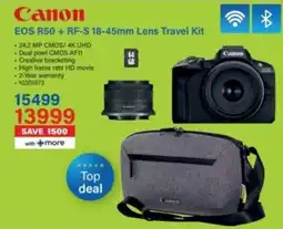 Incredible Connection Canon EOS R50 + RF-S 18-45mm Lens Travel Kit offer