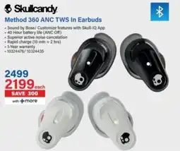 Incredible Connection Skullcandy Method 360 ANC TWS In Earbuds offer