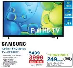 Incredible Connection SAMSUNG 43-inch FHD Smart TV-43F6000F offer