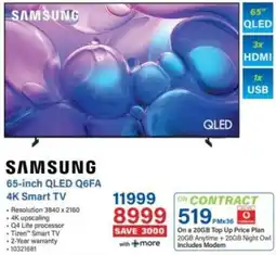 Incredible Connection SAMSUNG 65-inch QLED Q6FA 4K Smart TV offer