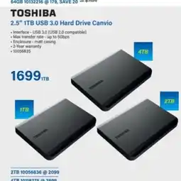 Incredible Connection TOSHIBA 2.5" 1TB USB 3.0 Hard Drive Canvio offer