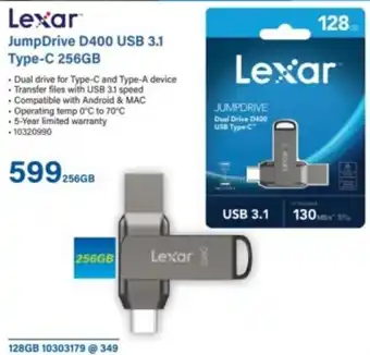 Lexar JumpDrive D400 USB 3.1 Type-C 256GB