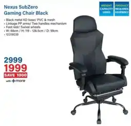 Incredible Connection Nexus SubZero Gaming Chair Black offer