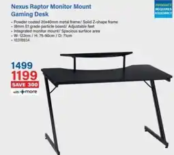 Incredible Connection Nexus Raptor Monitor Mount Gaming Desk offer