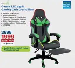 Incredible Connection Cosmic LED Lights Gaming Chair Green/Black offer
