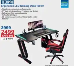 Incredible Connection TECHPRO Ergonomic LED Gaming Desk 100cm offer