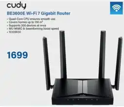 Incredible Connection cudy BE3600E Wi-Fi 7 Gigabit Router offer
