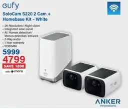 Incredible Connection eufy SoloCam S220 2 Cam + Homebase Kit - White offer