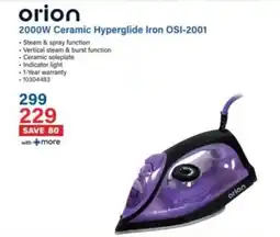 Incredible Connection Orion 2000W Ceramic Hyperglide Iron OSI-2001 offer