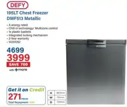 Incredible Connection DEFY 195LT Chest Freezer DMF513 Metallic offer