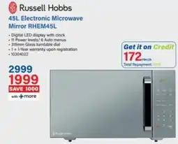 Incredible Connection Russell Hobbs 45L Electronic Microwave Mirror RHEM45L offer